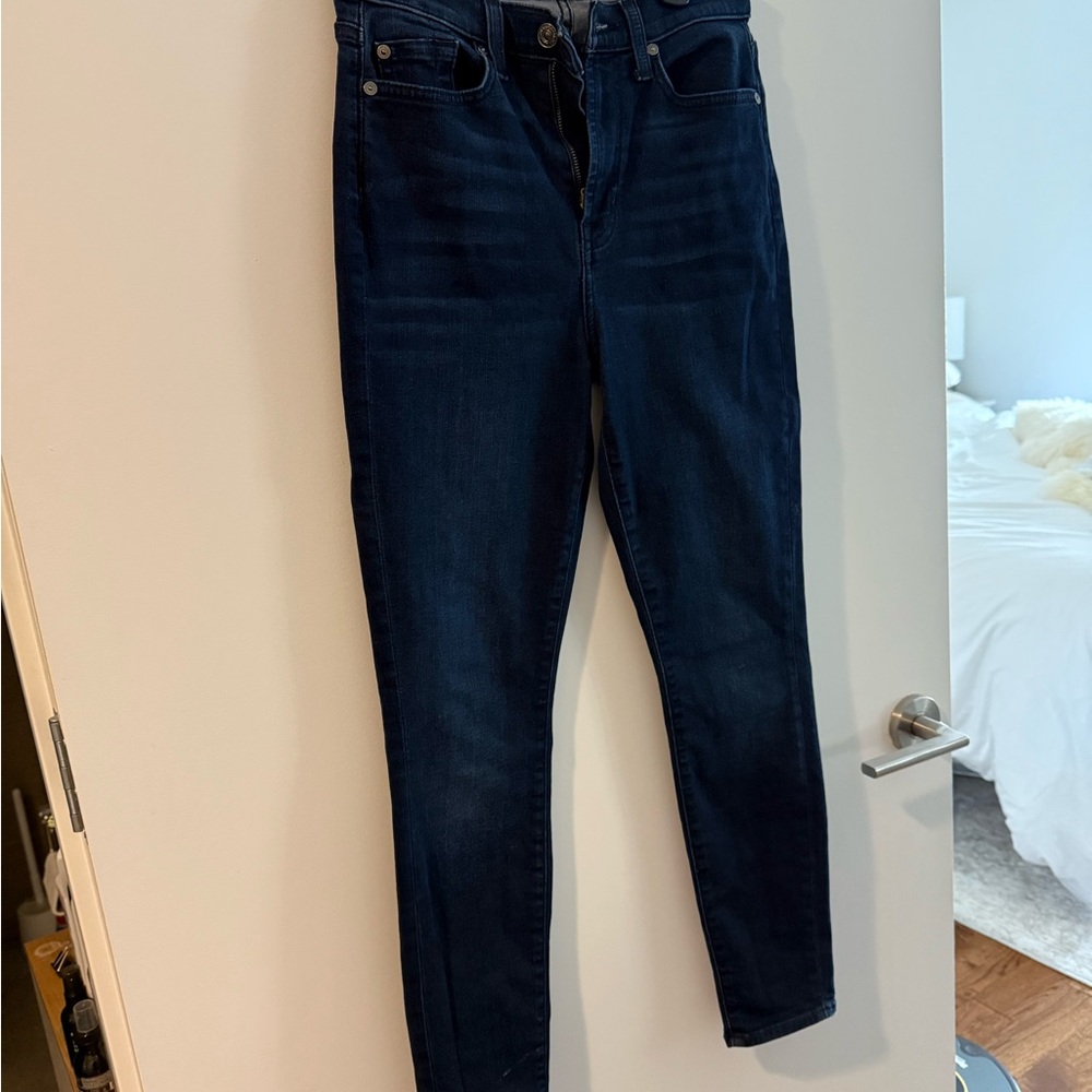 7 For All Mankind Dark Blue Skinny Jeans High Waist Ankle Gwenevere size 27